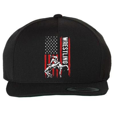 Wrestling American Usa Flag Funny Wrestle Wrestling Wool Snapback Cap