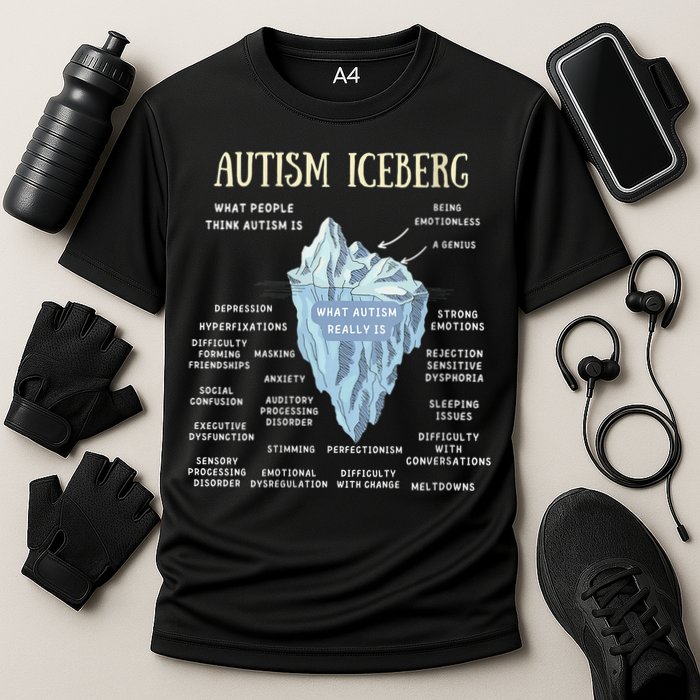 Wo Accept Understand Love Autism Awareness Autism Iceberg V-Neck Cooling Performance Crew T-Shirt