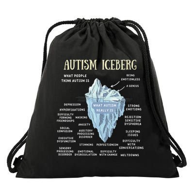 Wo Accept Understand Love Autism Awareness Autism Iceberg V-Neck Drawstring Bag
