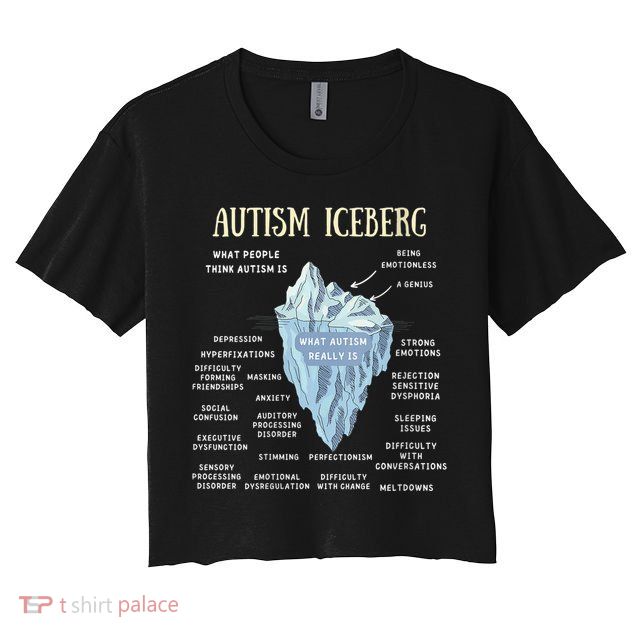 Wo Accept Understand Love Autism Awareness Autism Iceberg V-Neck Crop Top