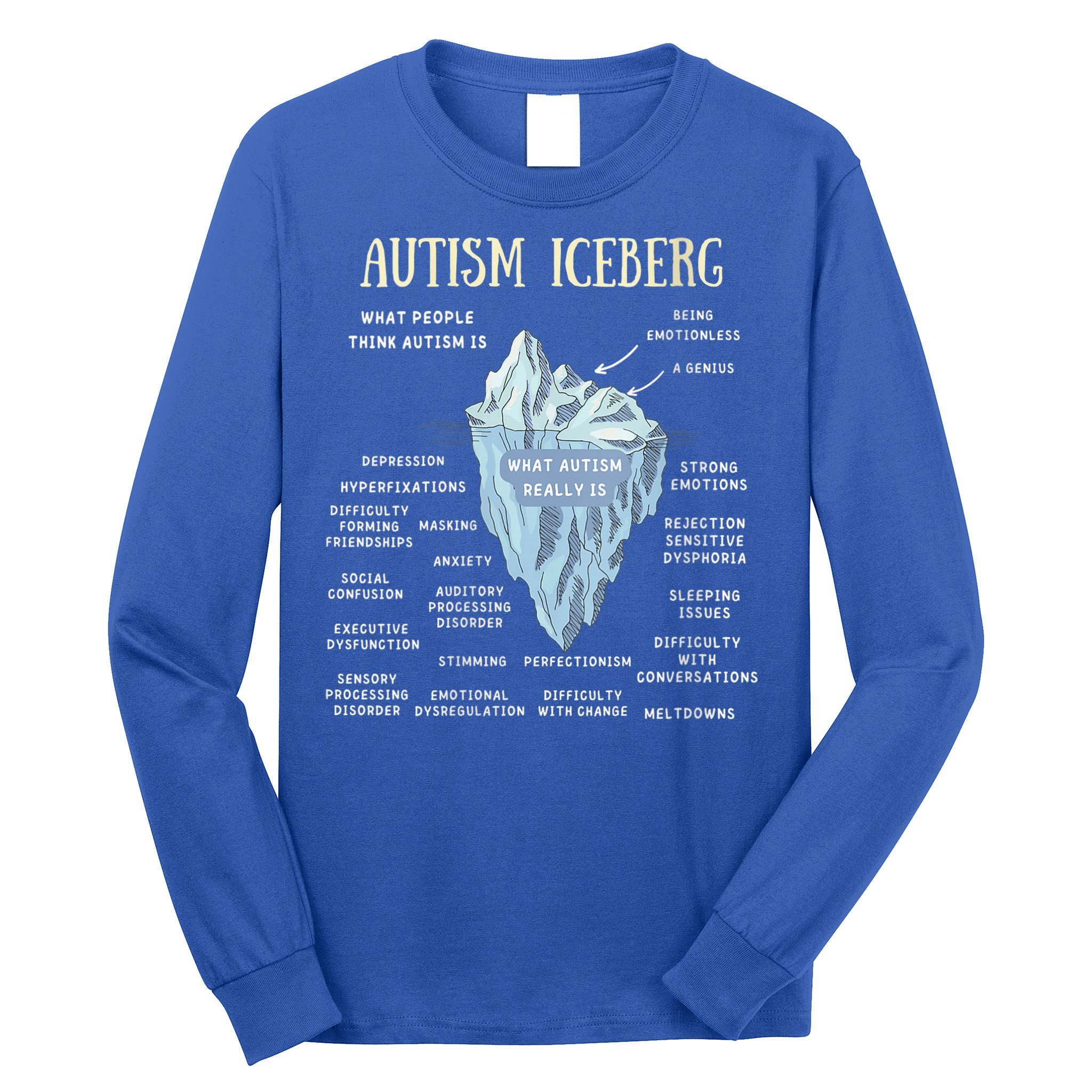 Wo Accept Understand Love Autism Awareness Autism Iceberg V-Neck Long Sleeve Shirt