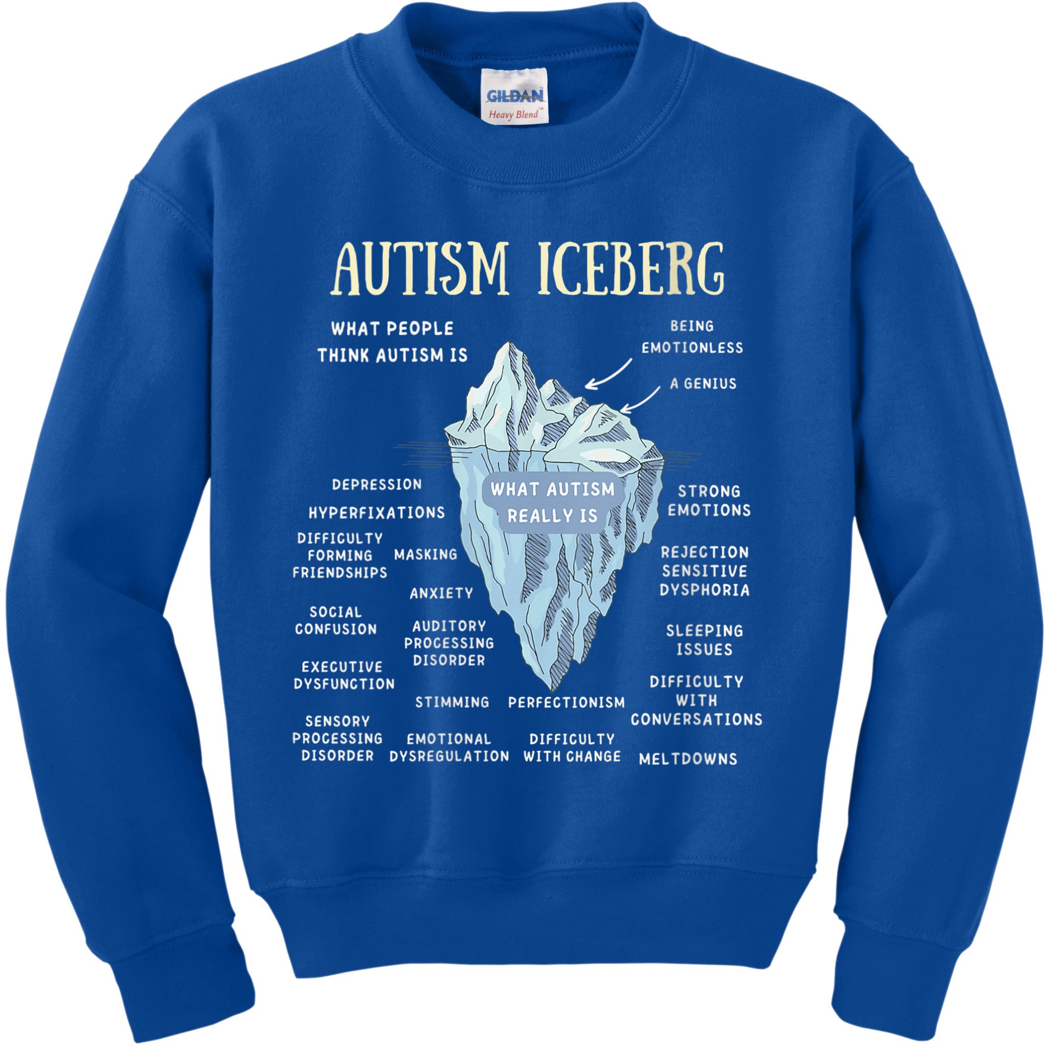 Wo Accept Understand Love Autism Awareness Autism Iceberg V-Neck Kids Sweatshirt