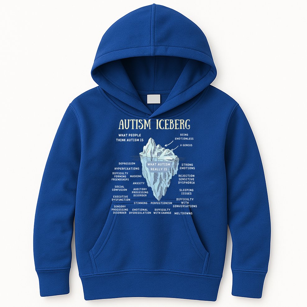 Wo Accept Understand Love Autism Awareness Autism Iceberg V-Neck Kids Hoodie