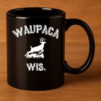 Waupaca Wis. Dustin Deer 11oz C Handle Ceramic Mug