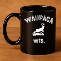 Waupaca Wis. Dustin Deer 11oz C Handle Ceramic Mug