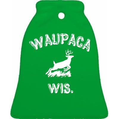 Waupaca Wis. Dustin Deer Ceramic Bell Ornament