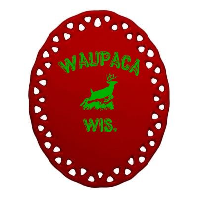 Waupaca Wis. Dustin Deer Ceramic Oval Ornament