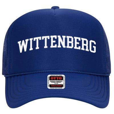 Wittenberg Arch Vintage Retro College Athletic Sports High Crown Mesh Back Trucker Hat