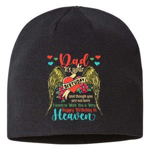 Wish A Very Happy Birthday Dad In Heaven Memorial Family Sustainable Beanie