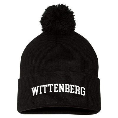 Wittenberg Arch Vintage Retro College Athletic Sports Pom Pom 12in Knit Beanie