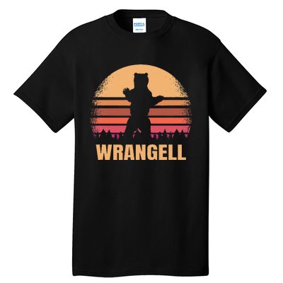 Wrangell Alaska Vintage Bear Ak Retro Distressed 80s Sunset Tall T-Shirt