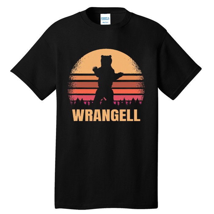 Wrangell Alaska Vintage Bear Ak Retro Distressed 80s Sunset Tall T-Shirt