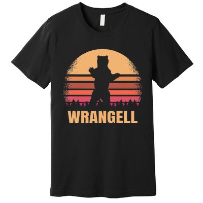 Wrangell Alaska Vintage Bear Ak Retro Distressed 80s Sunset Premium T-Shirt