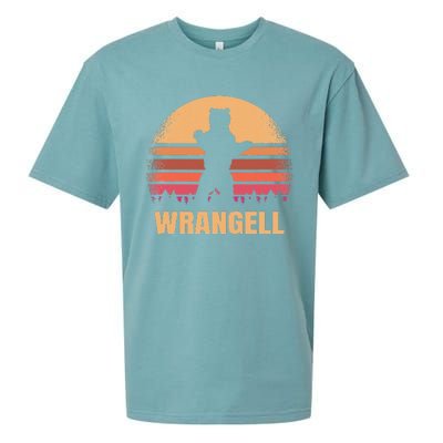 Wrangell Alaska Vintage Bear Ak Retro Distressed 80s Sunset Sueded Cloud Jersey T-Shirt