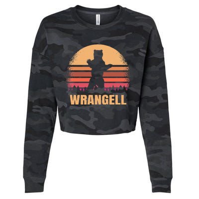 Wrangell Alaska Vintage Bear Ak Cropped Pullover Crew