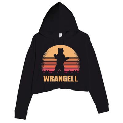 Wrangell Alaska Vintage Bear Ak Crop Fleece Hoodie