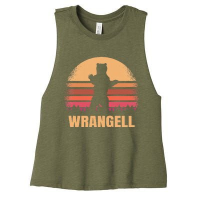 Wrangell Alaska Vintage Bear Ak Women's Racerback Cropped Tank