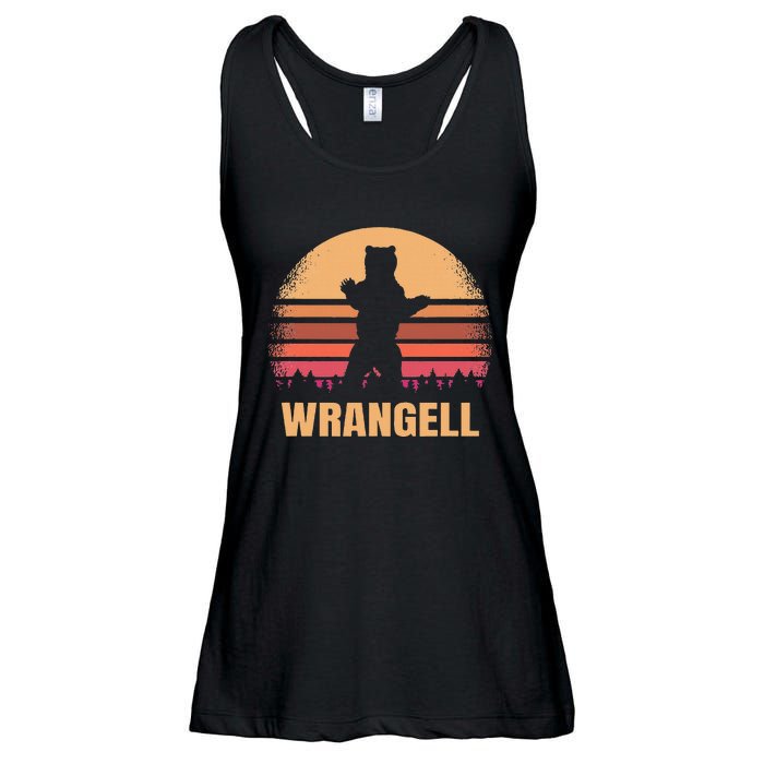 Wrangell Alaska Vintage Bear Ak Retro Distressed 80s Sunset Ladies Essential Flowy Tank