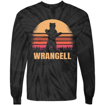 Wrangell Alaska Vintage Bear Ak Retro Distressed 80s Sunset Tie-Dye Long Sleeve Shirt