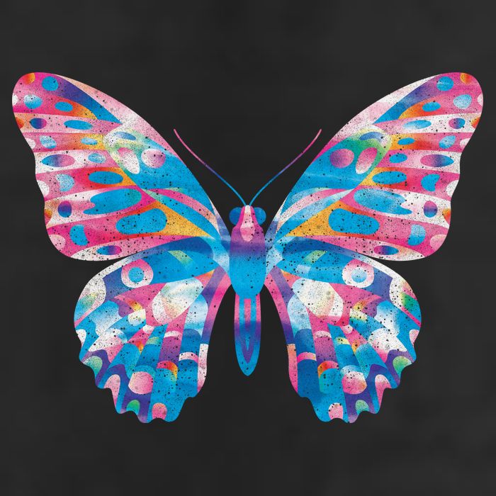 Wavy Colorful Butterfly Illustration  Garment-Dyed Heavyweight T-Shirt