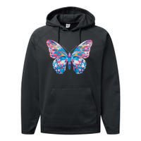 Wavy Colorful Butterfly Illustration  Performance Fleece Hoodie