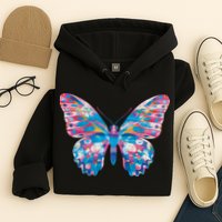 Wavy Colorful Butterfly Illustration  Hoodie
