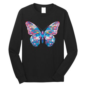 Wavy Colorful Butterfly Illustration  Long Sleeve Shirt