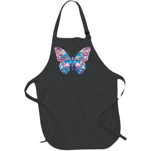 Wavy Colorful Butterfly Illustration  Full-Length Apron With Pockets