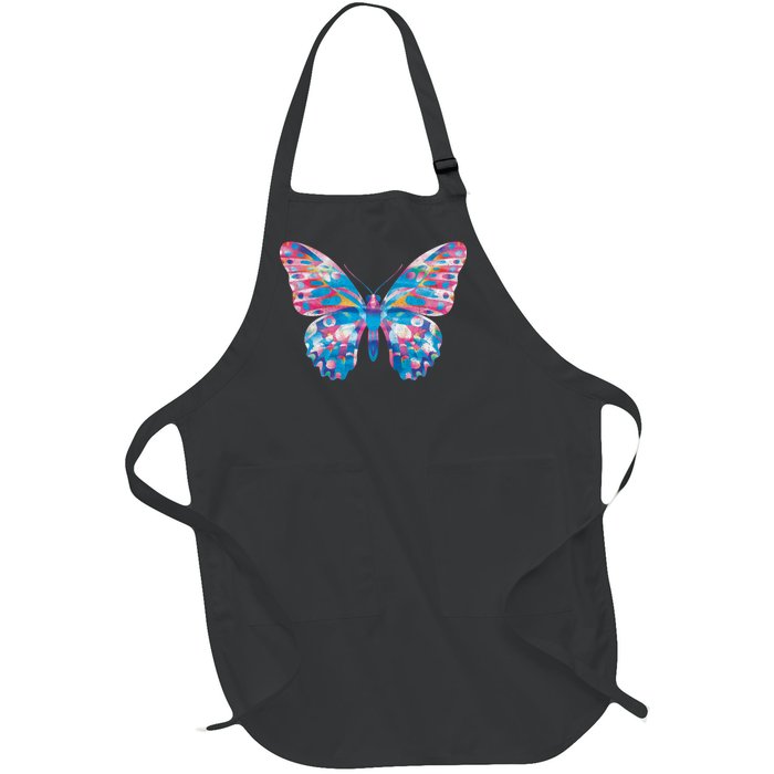 Wavy Colorful Butterfly Illustration  Full-Length Apron With Pockets