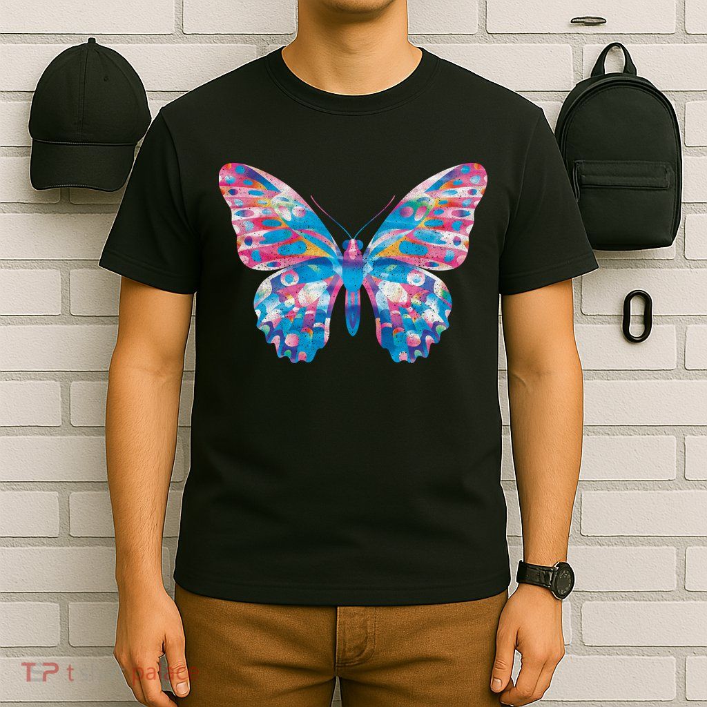Wavy Colorful Butterfly Illustration  T-Shirt
