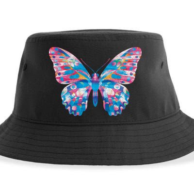 Wavy Colorful Butterfly Illustration  Sustainable Bucket Hat