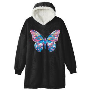 Wavy Colorful Butterfly Illustration  Hooded Wearable Blanket