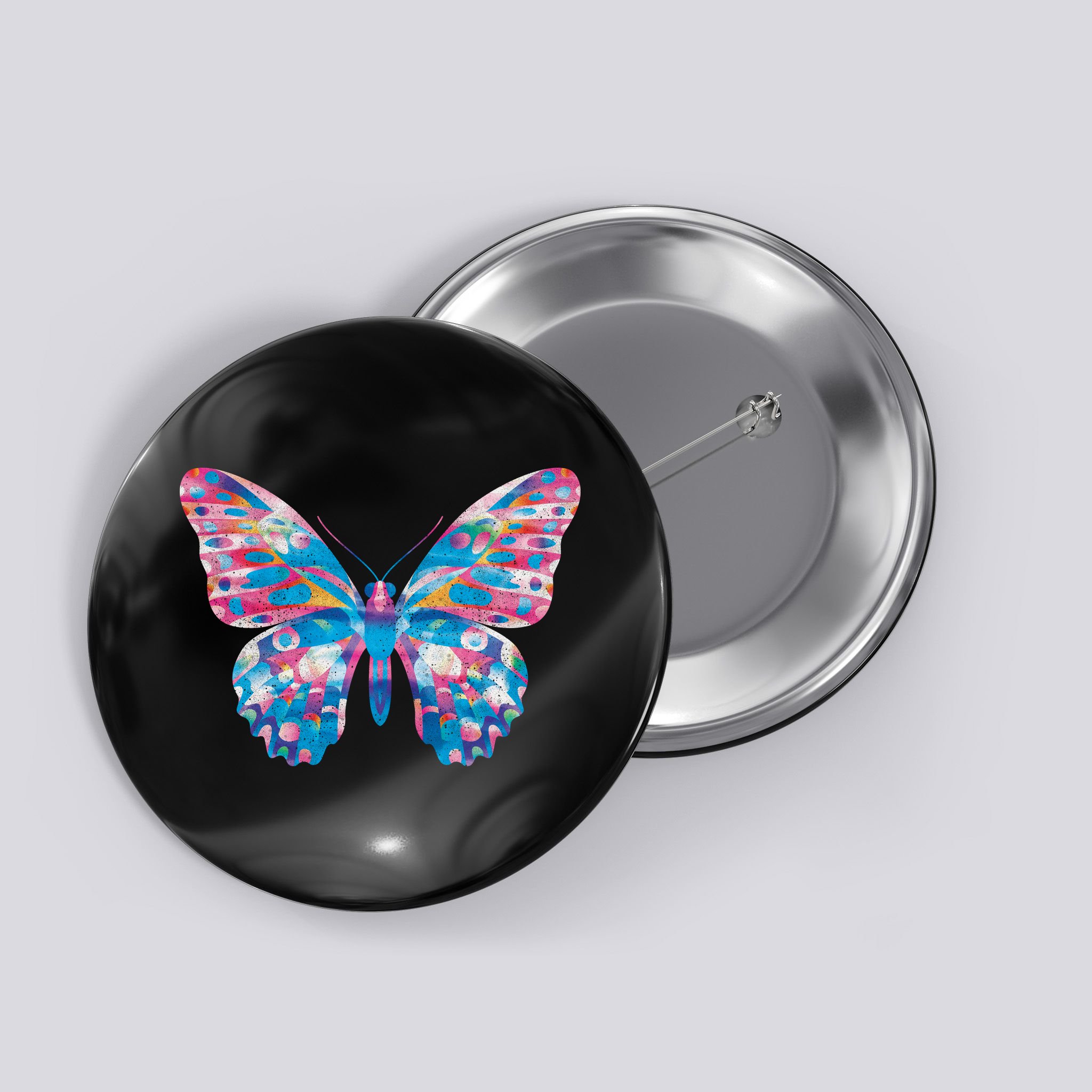 Wavy Colorful Butterfly Illustration  Button