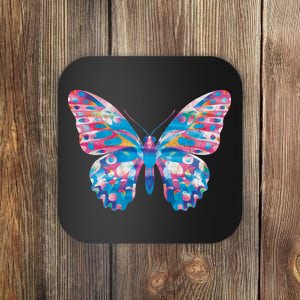 Wavy Colorful Butterfly Illustration  Coaster