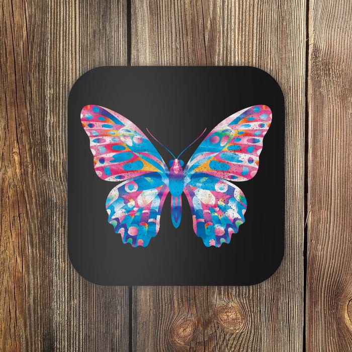 Wavy Colorful Butterfly Illustration  Coaster