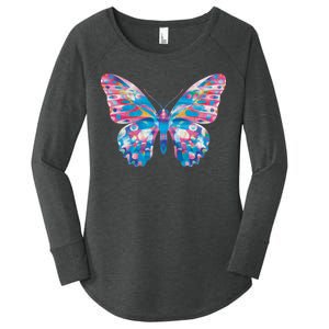 Wavy Colorful Butterfly Illustration  Women's Perfect Tri Tunic Long Sleeve Shirt