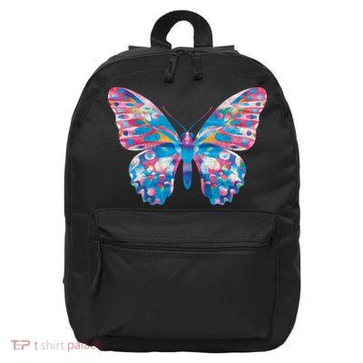 Wavy Colorful Butterfly Illustration  16 in Basic Backpack