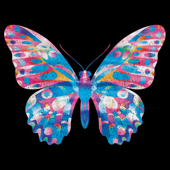 Wavy Colorful Butterfly Illustration  16 in Basic Backpack