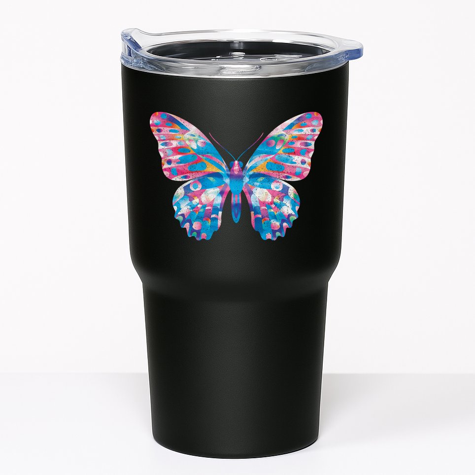 Wavy Colorful Butterfly Illustration  Tumbler