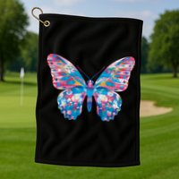 Wavy Colorful Butterfly Illustration  Golf Towel