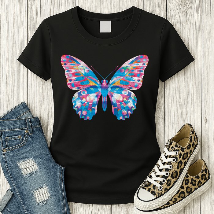 Wavy Colorful Butterfly Illustration  Womens T-Shirt