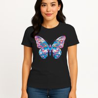 Wavy Colorful Butterfly Illustration  Womens T-Shirt