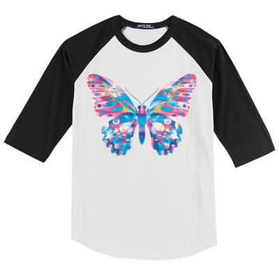 Wavy Colorful Butterfly Illustration  Kids Colorblock Raglan Jersey