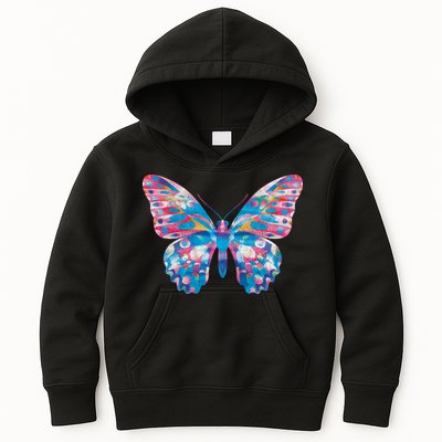 Wavy Colorful Butterfly Illustration  Kids Hoodie