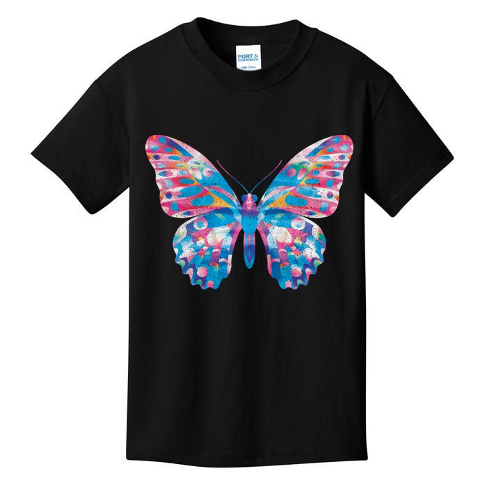Wavy Colorful Butterfly Illustration  Kids T-Shirt