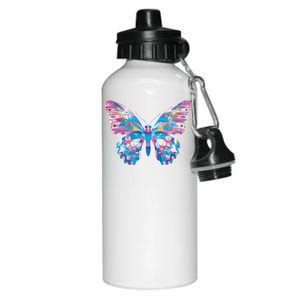 Wavy Colorful Butterfly Illustration  Aluminum Water Bottle