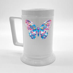 Wavy Colorful Butterfly Illustration  Beer Stein