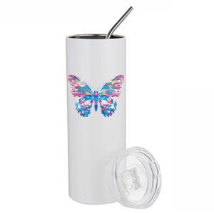 Wavy Colorful Butterfly Illustration  Stainless Steel Tumbler