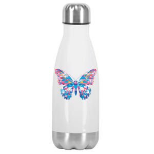 Wavy Colorful Butterfly Illustration  Stainless Steel Insulated Water Bottle