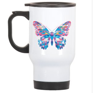 Wavy Colorful Butterfly Illustration  Stainless Steel Travel Mug